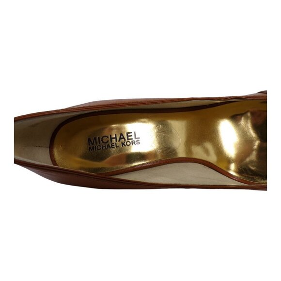 Michael Kors Peep Toe Platform Heels Gold Est 1981 Nameplate Sz 8.5M #596 - Picture 11 of 14